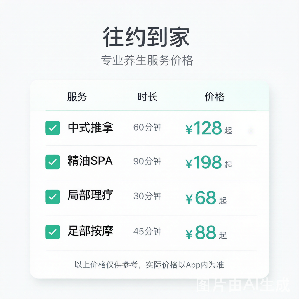 往约到家服务价格表与明细